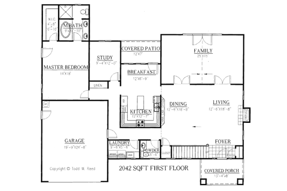 Floor Plan - Main Floor for Mediterranean House Plan #437-33 - 4 bed, 2.5 bath