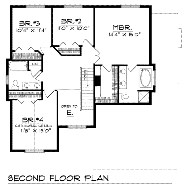 Dream House Plan - Traditional Floor Plan - Upper Floor Plan #70-361