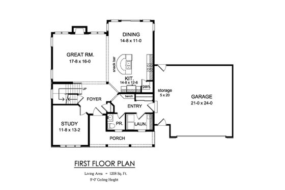 Floor Plan - Main Floor for Traditional House Plan #1010-231 - 4 bed, 2.5 bath