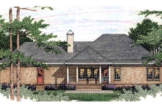 Exterior - Rear Elevation for European House Plan #406-294 - 3 bed, 2 bath