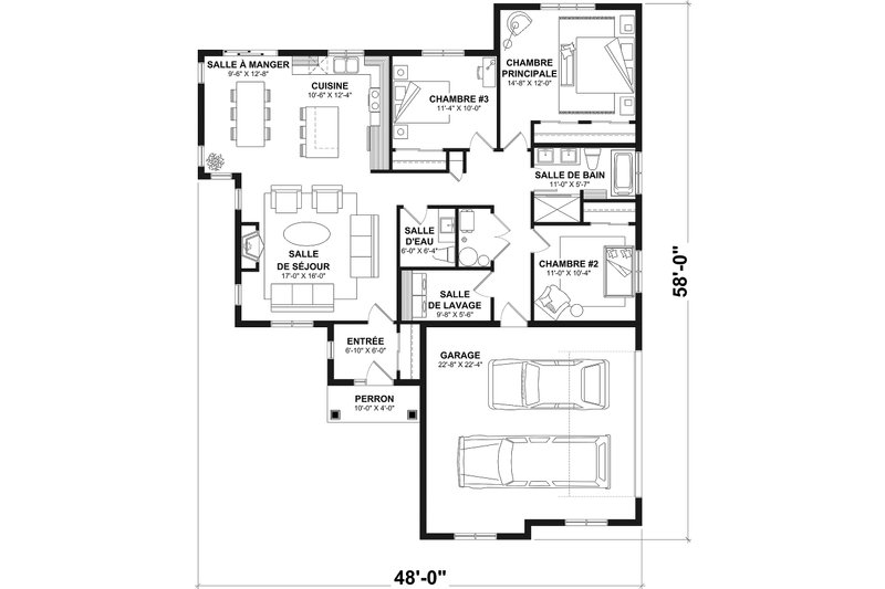 Dream House Plan - Floor Plan - Main Floor for Ranch House Plan #23-2657 - 3 bed, 1.5 bath