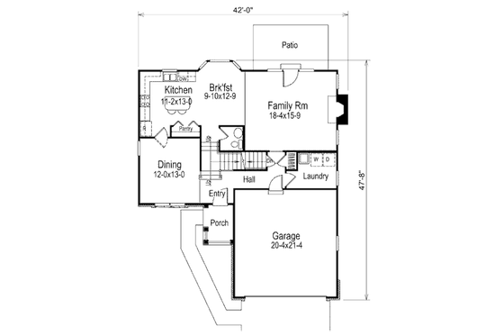 Floor Plan - Main Floor for Traditional House Plan #57-343 - 4 bed, 2.5 bath