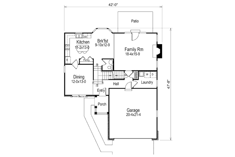 House Design - Floor Plan - Main Floor for Traditional House Plan #57-343 - 4 bed, 2.5 bath