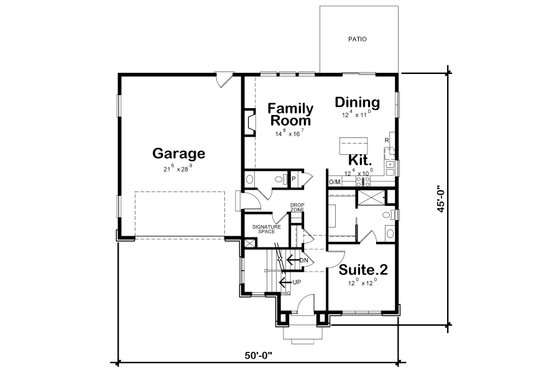 Floor Plan - Main Floor for Traditional House Plan #20-2282 - 4 bed, 3.5 bath