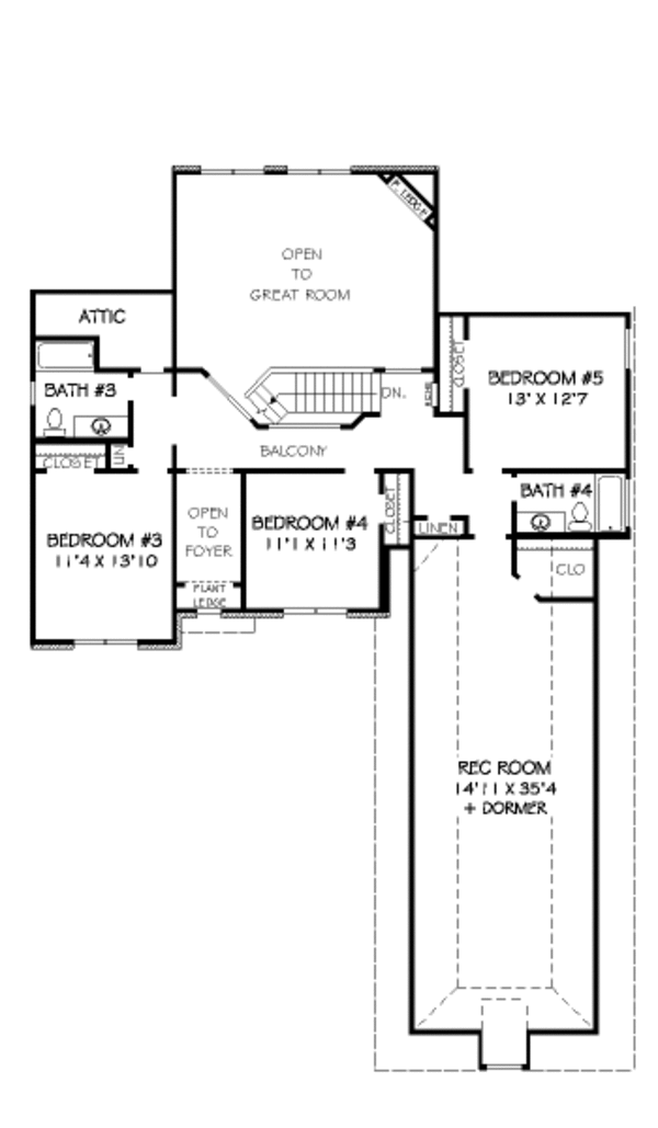 European Floor Plan - Upper Floor Plan #424-341