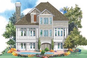 Exterior - Rear Elevation for European House Plan #930-129 - 3 bed, 2.5 bath