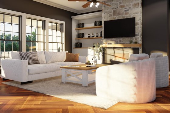 Interior - Family Room for Country House Plan #17-421 - 4 bed, 3 bath