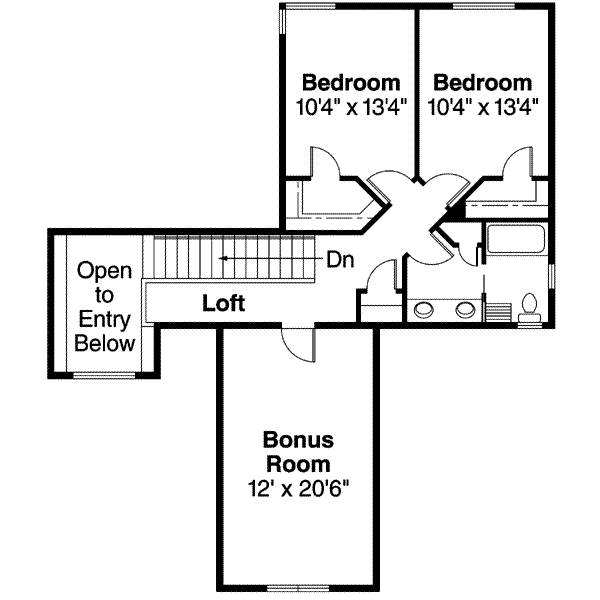 House Blueprint - Traditional Floor Plan - Upper Floor Plan #124-584