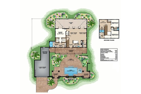 Floor Plan - Main Floor for Beach House Plan #27-497 - 3 bed, 3.5 bath