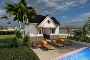 Exterior - Front Elevation 3 for Craftsman House Plan #1094-16, 1 bath