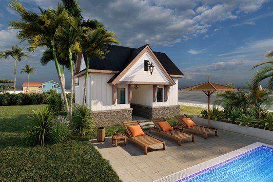 Exterior - Front Elevation 3 for Craftsman House Plan #1094-16, 1 bath