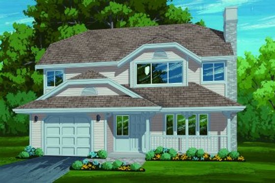 Exterior - Front Elevation for Traditional House Plan #47-557 - 3 bed, 2 bath