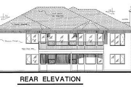 Exterior - Rear Elevation for European House Plan #18-9338 - 2 bed, 2 bath