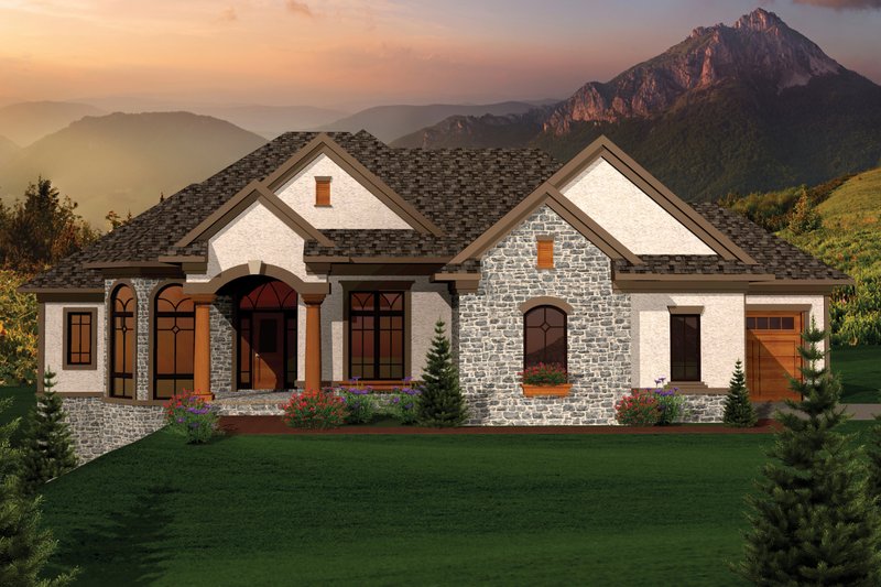 Dream House Plan - Ranch Exterior - Front Elevation Plan #70-1067