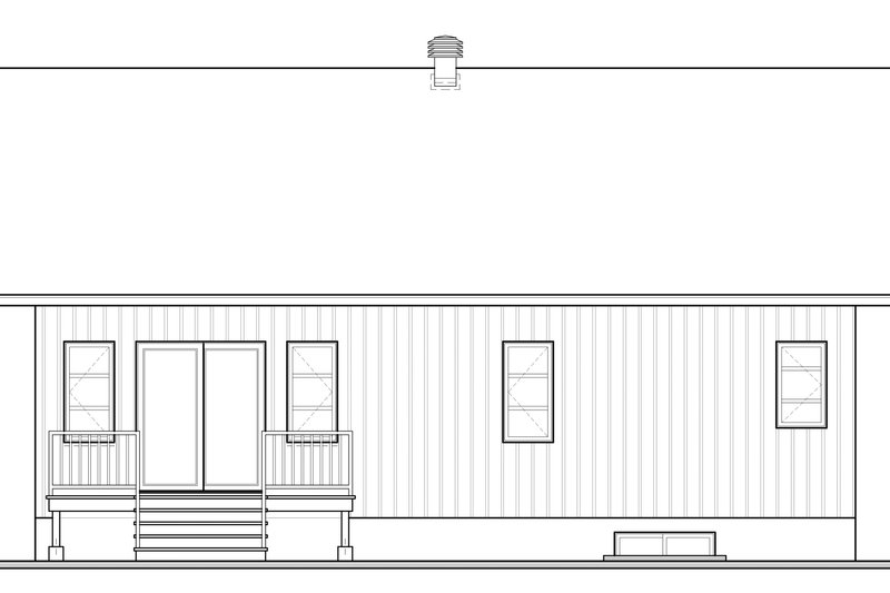 House Blueprint - Exterior - Rear Elevation for Craftsman House Plan #23-2304 - 2 bed, 1 bath