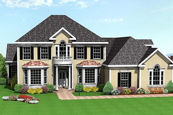 Exterior - Front Elevation for Traditional House Plan #75-106 - 5 bed, 4 bath