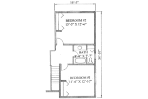 Floor Plan - Upper Floor for Traditional House Plan #136-102 - 3 bed, 2.5 bath