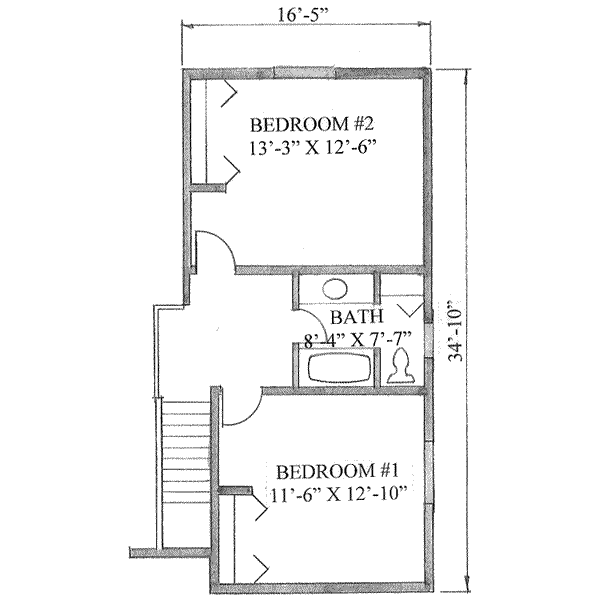 Traditional Floor Plan - Upper Floor Plan #136-102