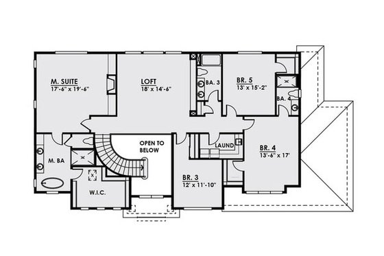 Floor Plan - Upper Floor for Craftsman House Plan #1066-20 - 5 bed, 4.5 bath