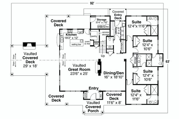 Farmhouse Floor Plan - Main Floor Plan #124-1253