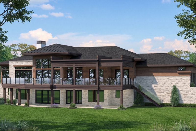 Home Plan - Exterior - Rear Elevation for Modern House Plan #1057-50 - 4 bed, 4.5 bath
