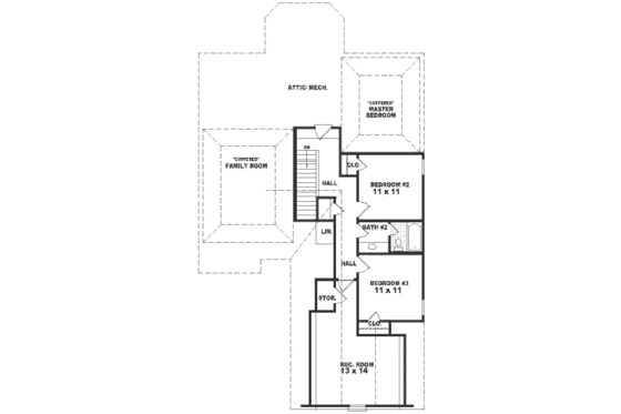 Floor Plan - Upper Floor for European House Plan #81-243 - 3 bed, 2.5 bath