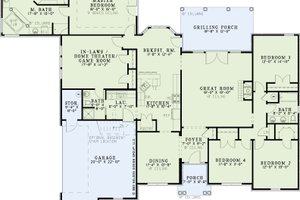 Exterior - Front Elevation 4 for European House Plan #17-1164 - 4 bed, 3 bath