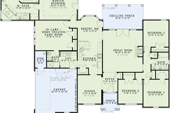 Exterior - Front Elevation 4 for European House Plan #17-1164 - 4 bed, 3 bath