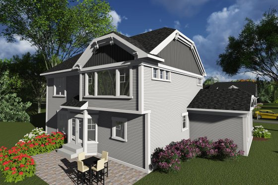 Exterior - Rear Elevation for Bungalow House Plan #70-1247 - 3 bed, 2.5 bath