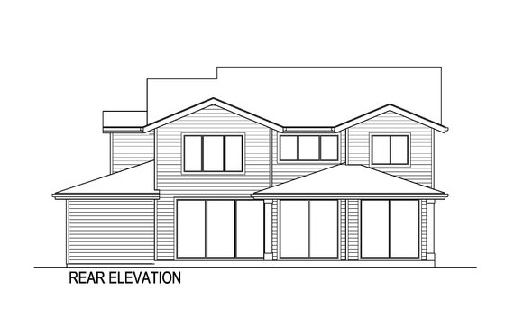 Exterior - Rear Elevation for Contemporary House Plan #569-83 - 5 bed, 3 bath