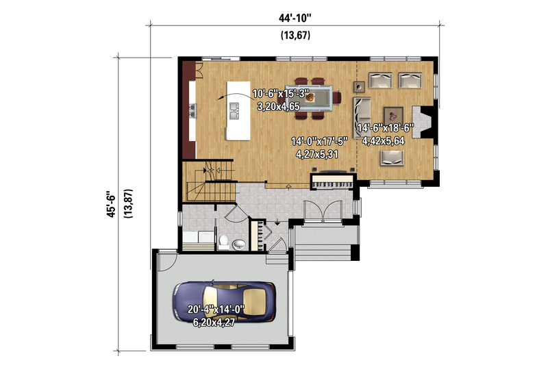 Architectural House Design - Floor Plan - Main Floor 1 for Contemporary House Plan #25-4300 - 3 bed, 1.5 bath