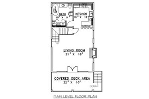 Floor Plan - Main Floor for Bungalow House Plan #117-543 - 1 bed, 1 bath