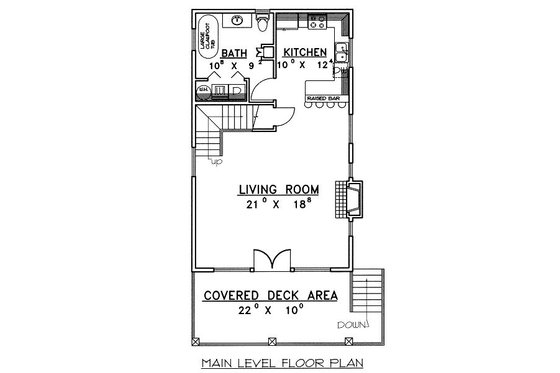 Floor Plan - Main Floor for Bungalow House Plan #117-543 - 1 bed, 1 bath