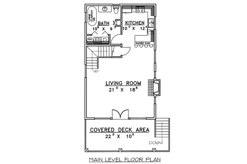 Home Plan - Floor Plan - Main Floor for Bungalow House Plan #117-543 - 1 bed, 1 bath