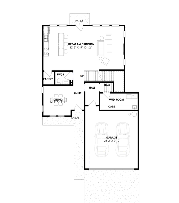 Home Plan - Floor Plan - Main Floor for Contemporary House Plan #1129-3 - 4 bed, 2.5 bath