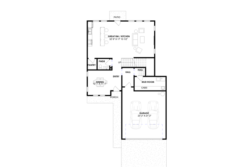Home Plan - Floor Plan - Main Floor for Contemporary House Plan #1129-3 - 4 bed, 2.5 bath