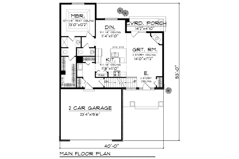 House Plan Design - Floor Plan - Main Floor for Bungalow House Plan #70-945 - 3 bed, 2.5 bath