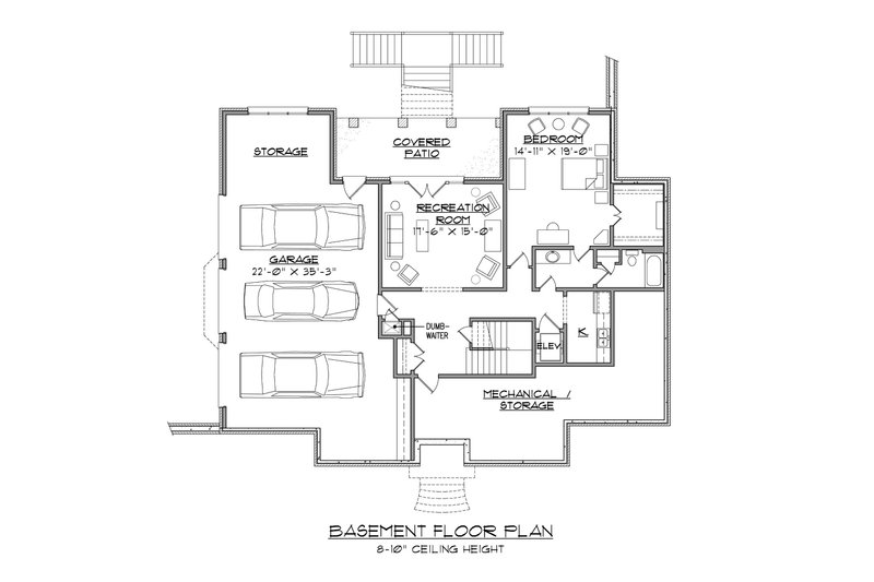 House Blueprint - Floor Plan - Lower Floor for European House Plan #1054-82 - 5 bed, 4.5 bath