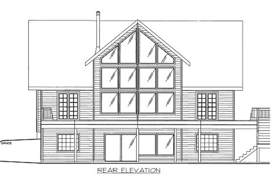 Exterior - Rear Elevation for Cabin House Plan #117-770 - 3 bed, 2.5 bath