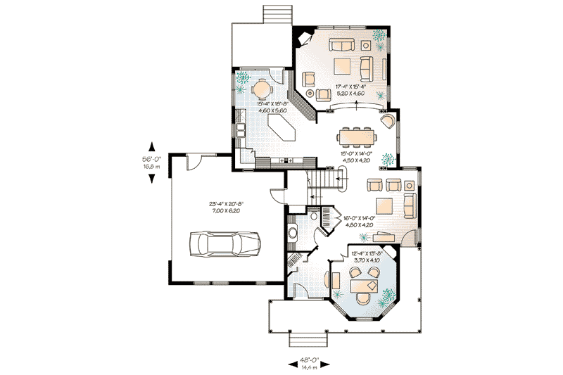 Dream House Plan - Floor Plan - Main Floor for Traditional House Plan #23-411 - 3 bed, 2.5 bath