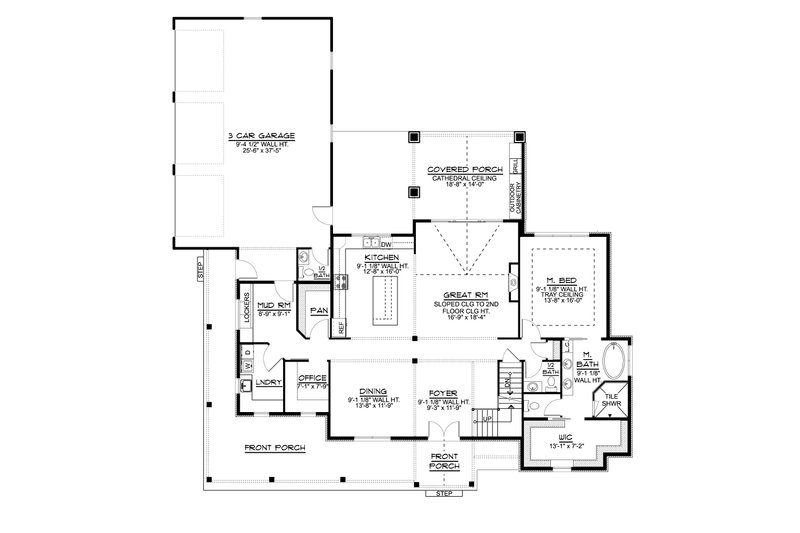 House Blueprint - Floor Plan - Main Floor for Farmhouse House Plan #1064-101 - 3 bed, 2.5 bath