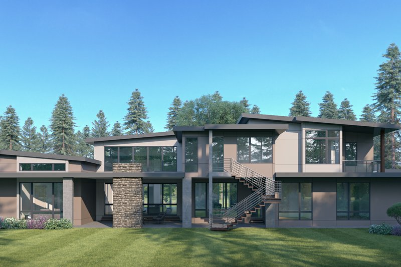 House Plan Design - Exterior - Rear Elevation for Contemporary House Plan #1066-159 - 5 bed, 5.5 bath