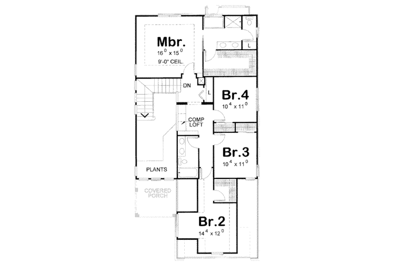 Dream House Plan - Floor Plan - Upper Floor for European House Plan #20-1693 - 4 bed, 3 bath