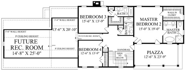 House Blueprint - Colonial Floor Plan - Upper Floor Plan #137-410