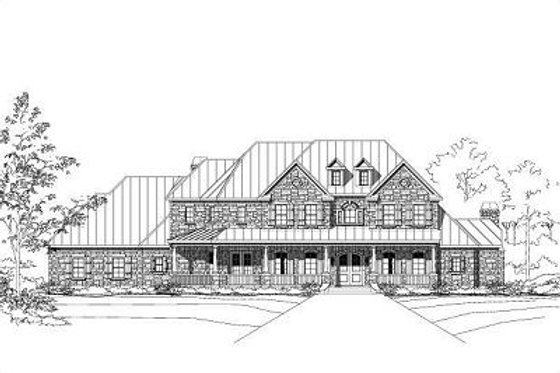 Exterior - Front Elevation for Farmhouse House Plan #411-673 - 5 bed, 5 bath