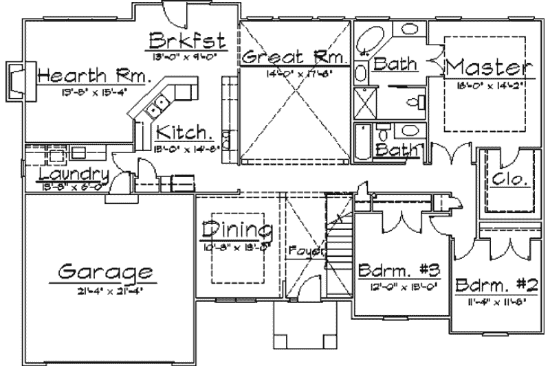 Architectural House Design - Floor Plan - Main Floor for European House Plan #31-114 - 3 bed, 2 bath