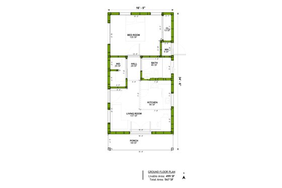 Floor Plan - Main Floor for Modern House Plan #1106-72 - 1 bed, 1 bath