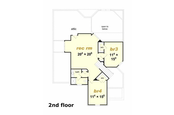 Floor Plan - Upper Floor for Traditional House Plan #329-357 - 4 bed, 3 bath