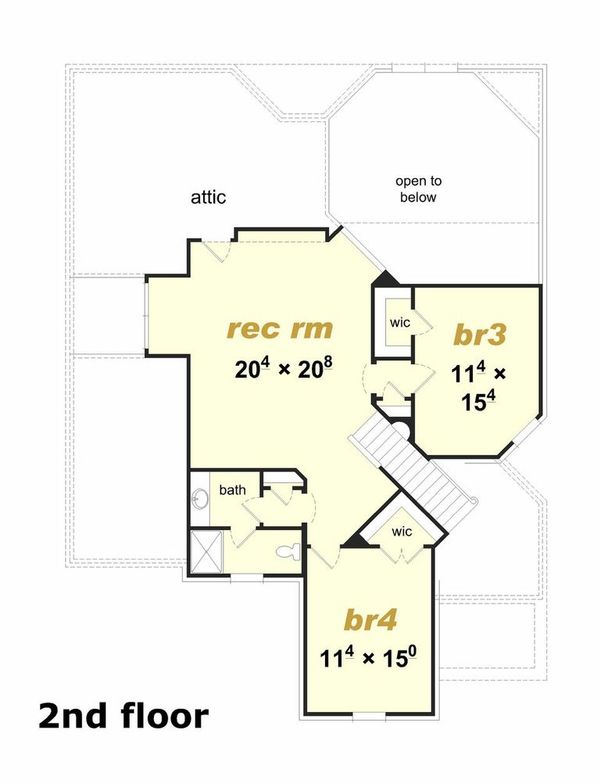 Traditional Floor Plan - Upper Floor Plan #329-357
