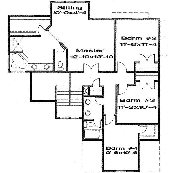 Traditional Floor Plan - Upper Floor Plan #6-112